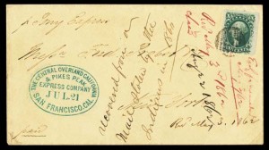 Pony Express-stamped letter, 1860, courtesy of the National Postal Museum